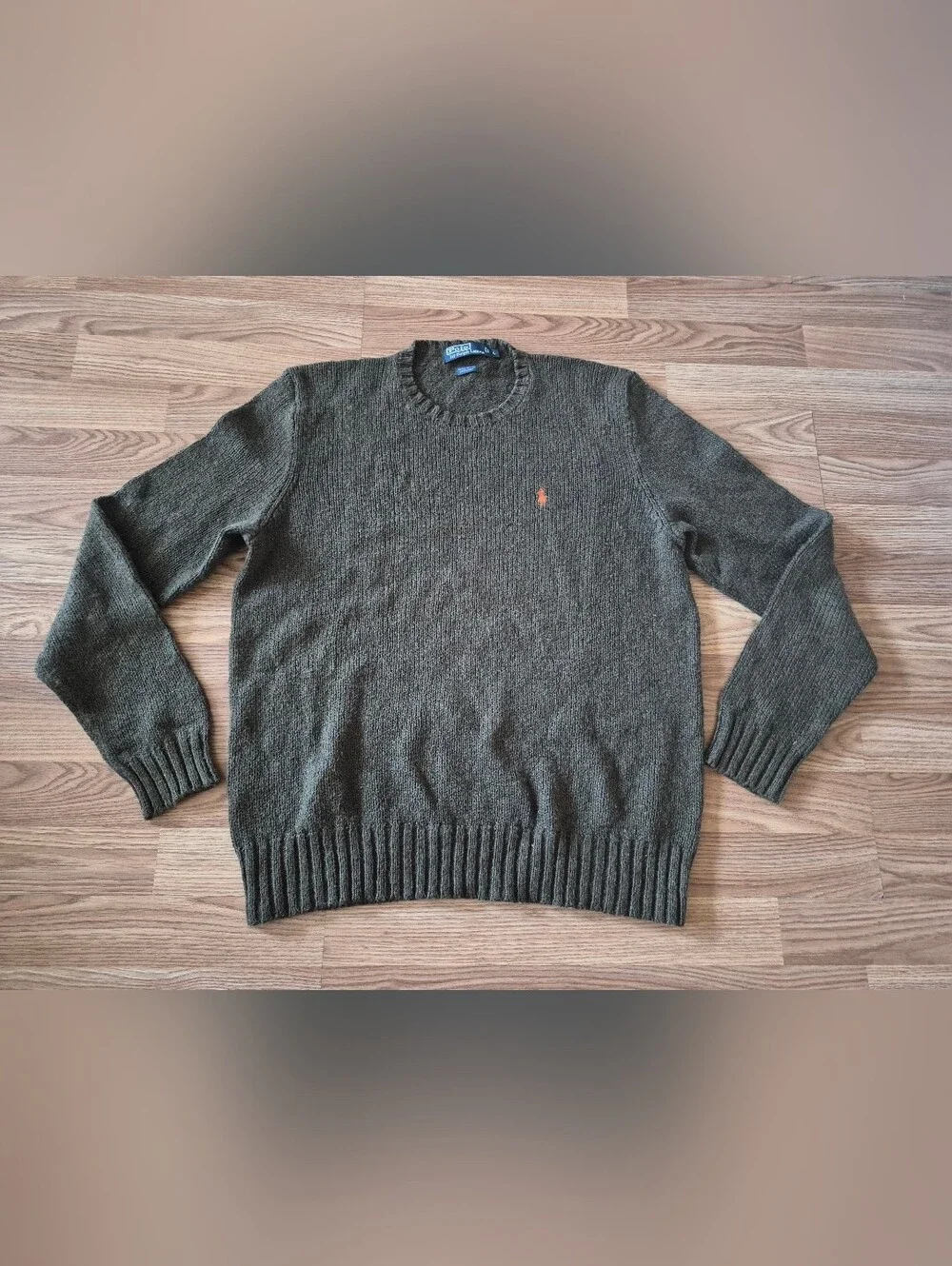 Polo Ralph Lauren Men's Green Cotton/Linen Blend Tight Knit Crewneck Sweater